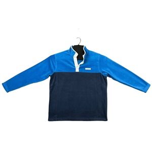 Columbia Mens Fleece Pullover 1/4 Snap Size 1X Navy Royal Blue Sweater Soft Warm